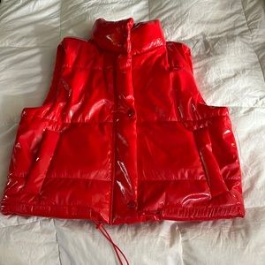 Red Vinyl Puffer Vest